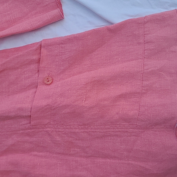 Pink linen button shacket shirt jacket collar medium - Picture 3 of 9